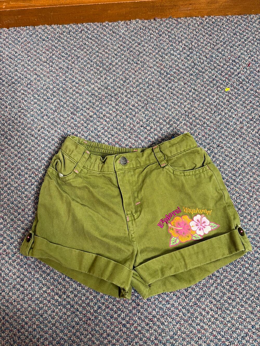 Nickelodeon Dora The Explorer Y2K Green Embroidered Shorts 6X